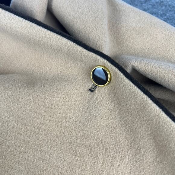 Iman soft reversible cape camel tan brown gold buttons classy timeless - Picture 4 of 4